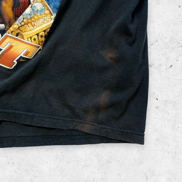 Vtg 90s Chicago Bulls 3 Peat World Champs AOP Shirt, Jordan Rodman, Rap Tee, XL - Picture 12 of 12